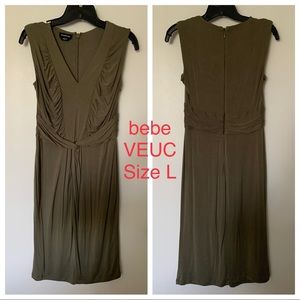 Vintage bebe Jersey Knit Drape Dress Olive Size L